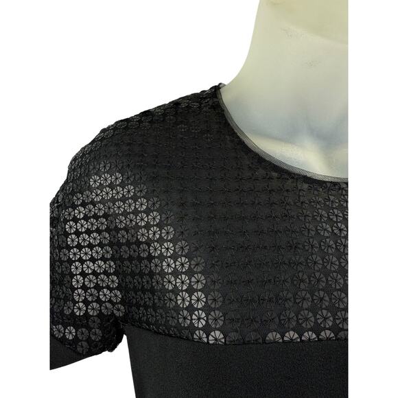 Vintage MIKAEL AGHAL black short sleeve dress with mesh detail - Picture 3 of 7